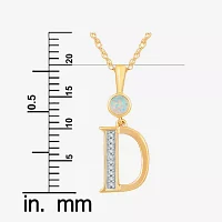 D Womens Lab Created White Opal 14K Gold Over Silver Pendant Necklace