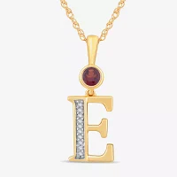 E Womens Genuine Red Garnet 14K Gold Over Silver Pendant Necklace