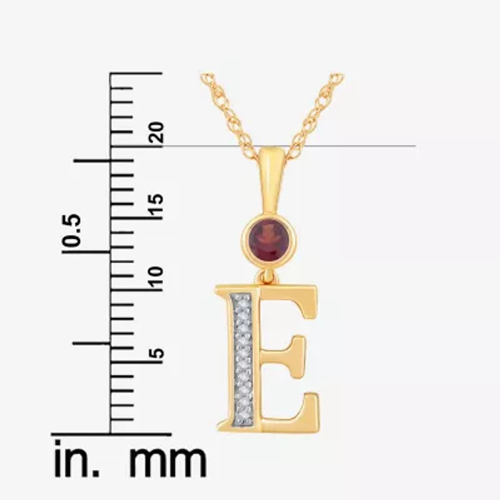 E Womens Genuine Red Garnet 14K Gold Over Silver Pendant Necklace