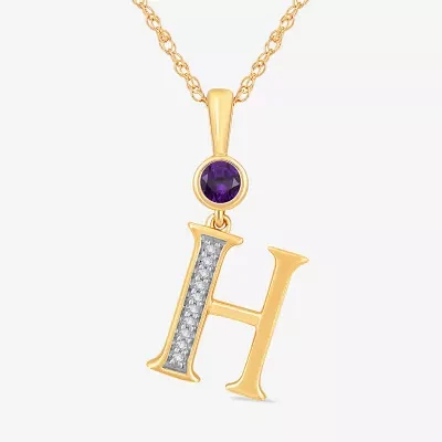 H Womens Genuine Purple Amethyst 14K Gold Over Silver Pendant Necklaces