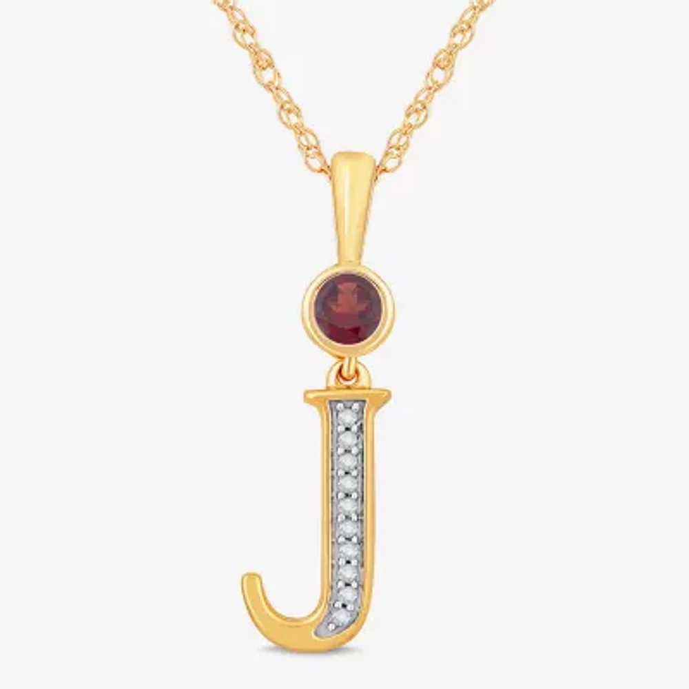 J Womens Genuine Red Garnet 14K Gold Over Silver Pendant Necklaces