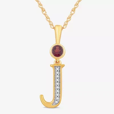 J Womens Genuine Red Garnet 14K Gold Over Silver Pendant Necklaces