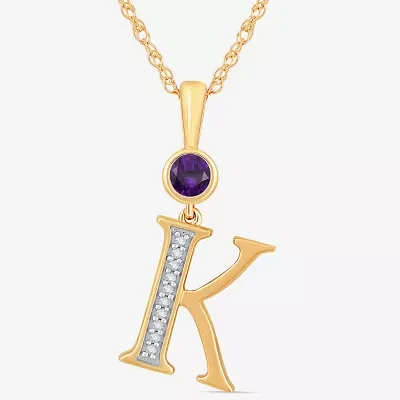 K Womens Genuine Purple Amethyst 14K Gold Over Silver Pendant Necklaces