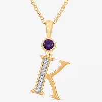 K Womens Genuine Purple Amethyst 14K Gold Over Silver Pendant Necklace