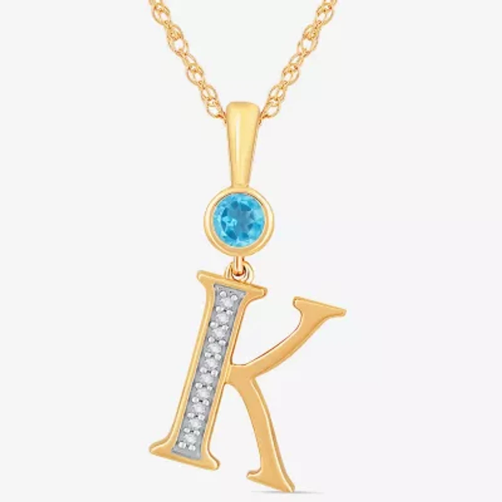 K Womens Genuine Blue Topaz 14K Gold Over Silver Pendant Necklaces