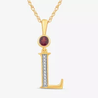 Womens Genuine Red Garnet 14K Gold Over Silver Pendant Necklace