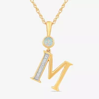 Womens Lab Created White Opal 14K Gold Over Silver Pendant Necklaces