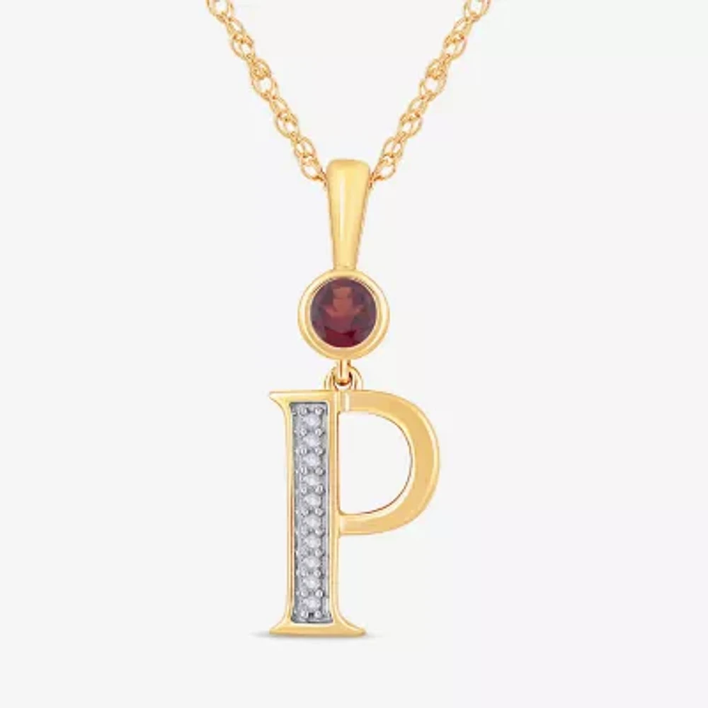 Womens Genuine Red Garnet 14K Gold Over Silver Pendant Necklace