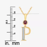 Womens Genuine Red Garnet 14K Gold Over Silver Pendant Necklace