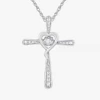 Love in Motion™ Lab-Created White Sapphire and Diamond-Accent Cross Pendant Necklace