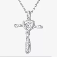 Love in Motion™ Lab-Created White Sapphire and Diamond-Accent Cross Pendant Necklace