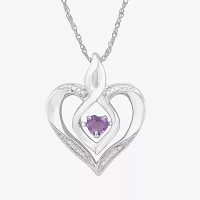 Love in Motion™ Genuine Amethyst & Diamond-Accent Heart Sterling Silver Heart Pendant Necklace