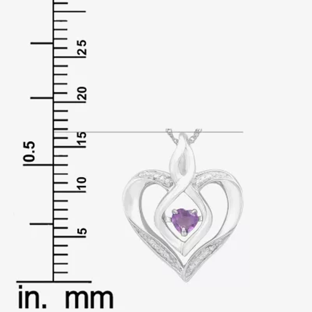 Love in Motion™ Genuine Amethyst & Diamond-Accent Heart Sterling Silver Heart Pendant Necklace