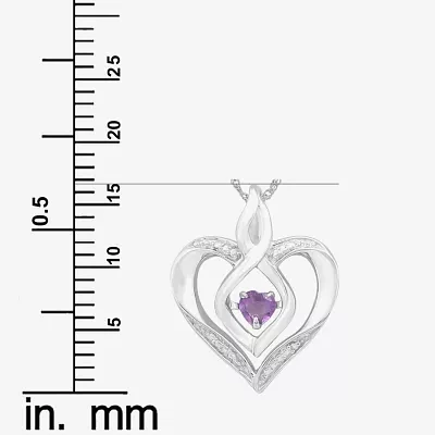 Love in Motion™ Genuine Amethyst & Diamond-Accent Heart Sterling Silver Heart Pendant Necklace