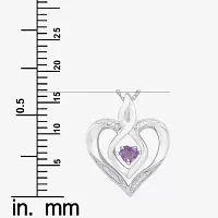 Love in Motion™ Genuine Amethyst & Diamond-Accent Heart Sterling Silver Heart Pendant Necklace