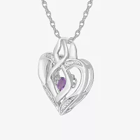 Love in Motion™ Genuine Amethyst & Diamond-Accent Heart Sterling Silver Heart Pendant Necklace