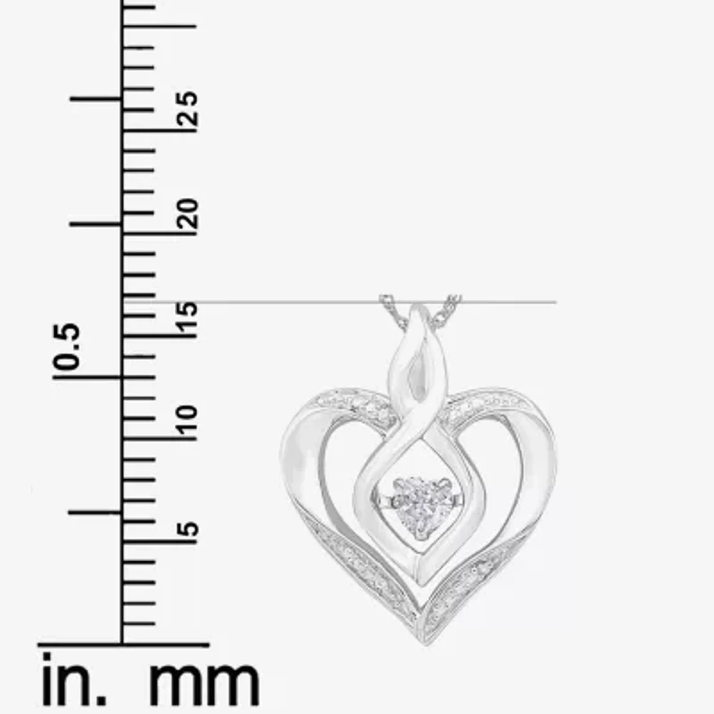 Love in Motion™ Lab-Created White Sapphire & Diamond-Accent Sterling Silver Heart Pendant Necklace