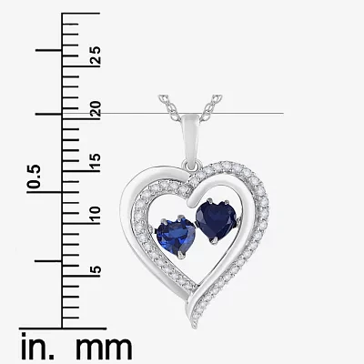 Love in Motion™ Lab-Created Blue And White Sapphire Sterling Silver Double Heart Pendant Necklace