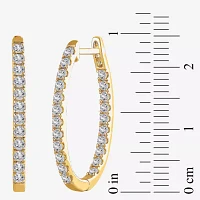 (H-I / I1) 1 CT. T.W. Lab Grown Diamond 10K or 14K White Yellow Gold 25mm Hoop Earrings