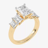 G / Vs2-Si1) Womens 3 1/2 CT. T.W Lab Grown White Diamond 14K Gold 5-Stone Engagement Ring