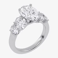 (G / Vs2-Si1) Womens 3 1/2 CT. T.W Lab Grown White Diamond 14K Gold Oval 5-Stone Engagement Ring