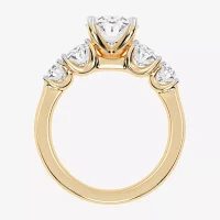 G / Vs2-Si1) Womens 3 1/2 CT. T.W Lab Grown White Diamond 14K Gold Oval 5-Stone Engagement Ring