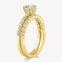 F/ Vs2) Womens 1 CT. T.W. Lab Grown White Diamond 10K Gold Round Side Stone Bridal Set