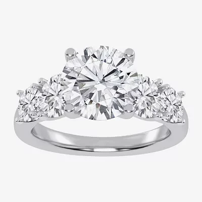 (G / Vs2-Si1) Womens 3 1/2 CT. T.W Lab Grown White Diamond 14K Gold Round 5-Stone Engagement Ring