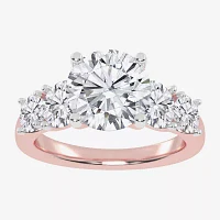 (G / Vs2-Si1) Womens 3 1/2 CT. T.W Lab Grown White Diamond 14K Rose Gold Round 5-Stone Engagement Ring