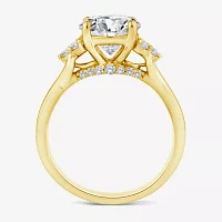 (G / Si1-Si2) Womens 2 1/4 CT. T.W. Lab Grown White Diamond 10K Gold Round Side Stone Engagement Ring