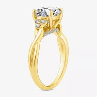 (G / Si1-Si2) Womens 2 1/4 CT. T.W. Lab Grown White Diamond 10K Gold Round Side Stone Engagement Ring