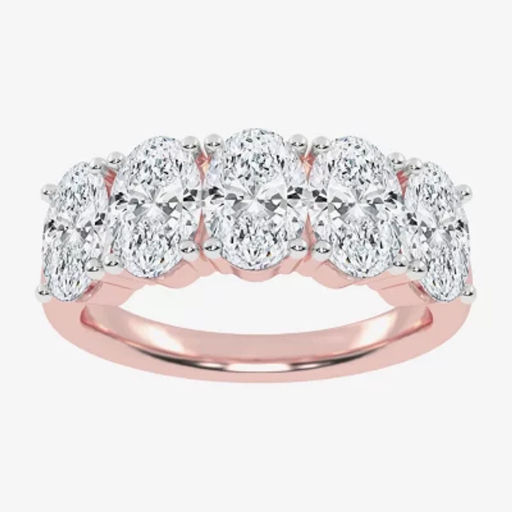 G / Vs2-Si2) 2 1/2 CT. T.W. Lab Grown White Diamond 14K Rose Gold 5-Stone Anniversary Band