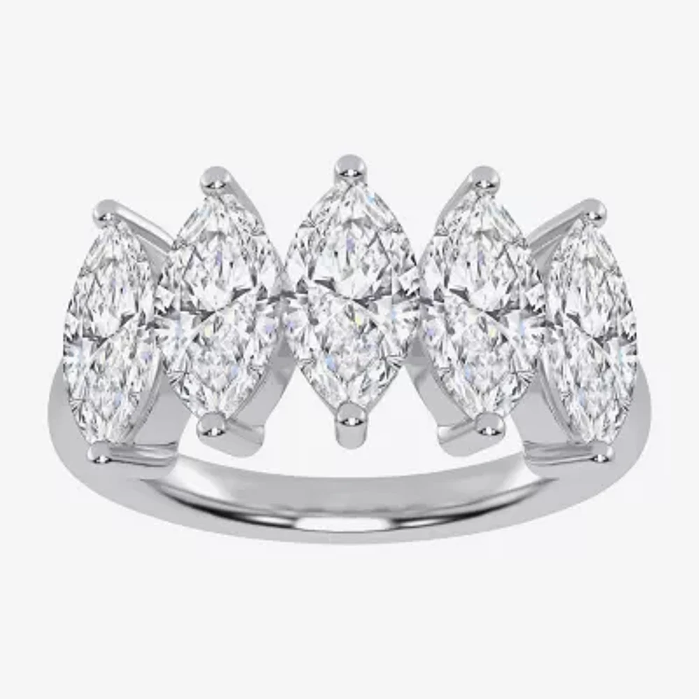 G / Vs2-Si2) 2 1/2 CT. T.W. Lab Grown White Diamond 14K Gold 5-Stone Anniversary Band