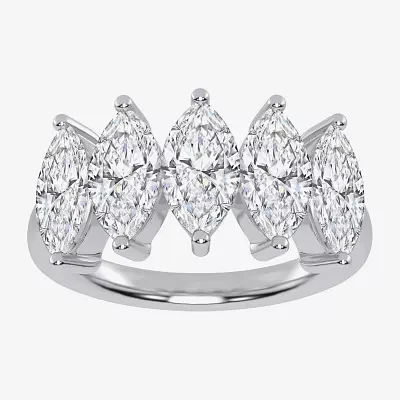 G / Vs2-Si2) 2 1/2 CT. T.W. Lab Grown White Diamond 14K Gold 5-Stone Anniversary Band