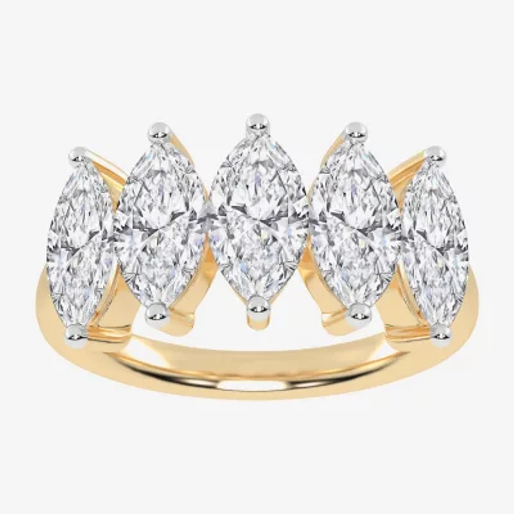 (G / Vs2-Si2) 2 1/2 CT. T.W. Lab Grown White Diamond 14K Gold 5-Stone Anniversary Band