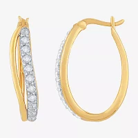 DiamonArt® White Cubic Zirconia 14K Gold Over Silver 24.4mm Hoop Earrings