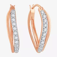 DiamonArt® White Cubic Zirconia 14K Rose Gold Over Silver 24.4mm Hoop Earrings