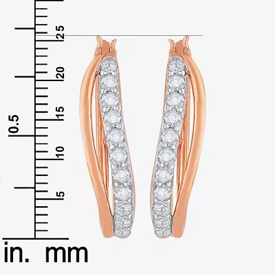 DiamonArt® White Cubic Zirconia 14K Rose Gold Over Silver 24.4mm Hoop Earrings