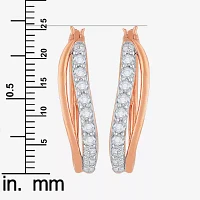 DiamonArt® White Cubic Zirconia 14K Rose Gold Over Silver 24.4mm Hoop Earrings