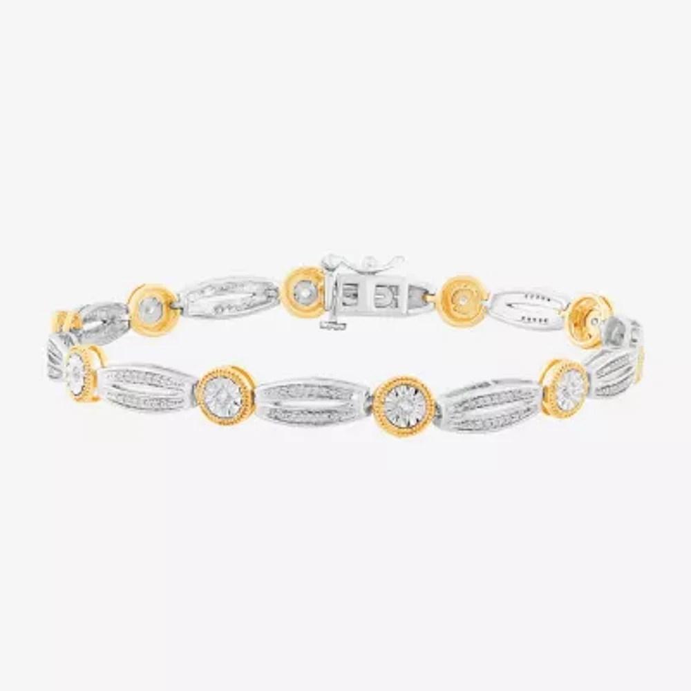 1/2 CT. T.W. Genuine White Diamond 14K Gold Over Silver Tennis Bracelet