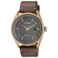 Citizen Mens Brown Leather Strap Watch Bm6983-00h