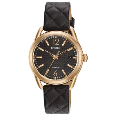 Drive from Citizen Womens Black Leather Strap Watch Fe6083-13e