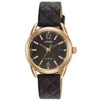 Citizen Womens Black Leather Strap Watch Fe6083-13e