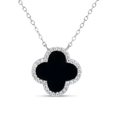 Womens Black Onyx Sterling Silver Pendant Necklaces