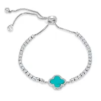 Womens Simulated Turquoise Sterling Silver Bolo Bracelet