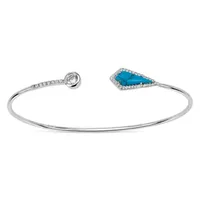 Womens Simulated Turquoise Sterling Silver Bangle Bracelet