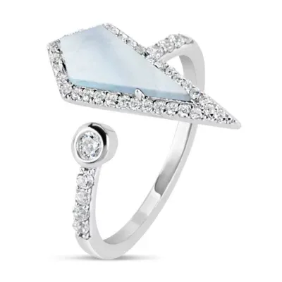 Womens White Mother Of Pearl Sterling Silver Cocktail Ring