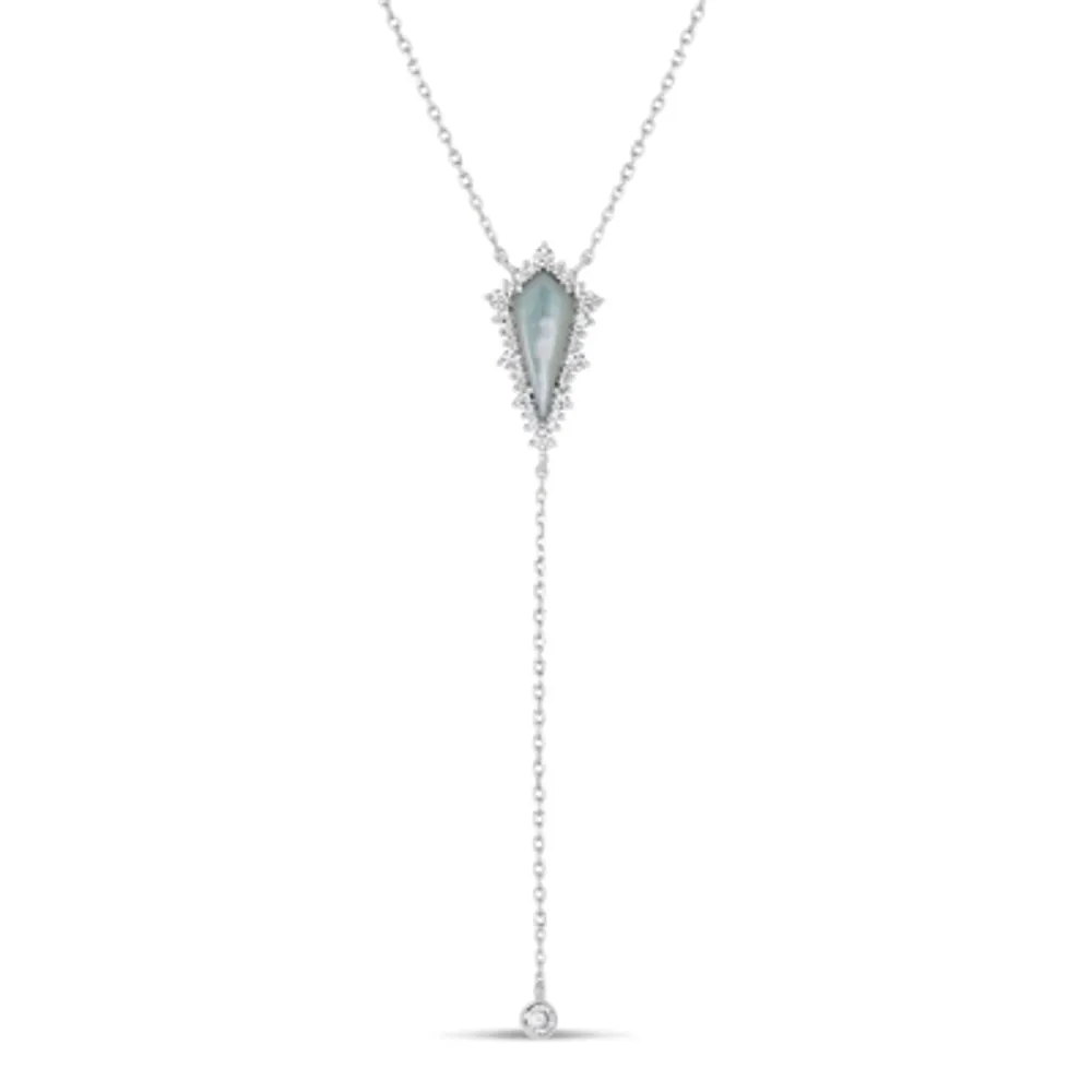 Womens White Mother Of Pearl Sterling Silver 18 Inch Y Necklace