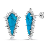 Simulated Turquoise Sterling Silver Stud Earrings