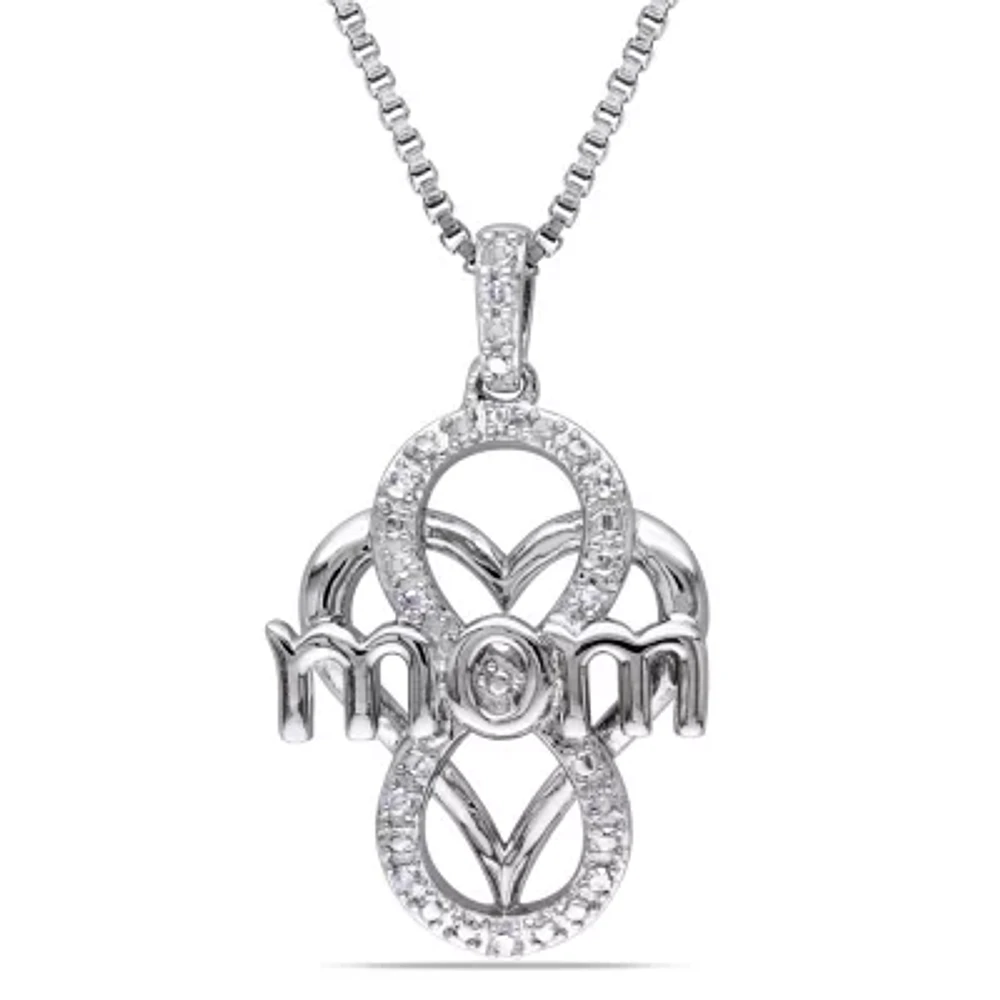 Womens Diamond Accent Natural White Diamond Sterling Silver 18 Inch Pendant Necklace